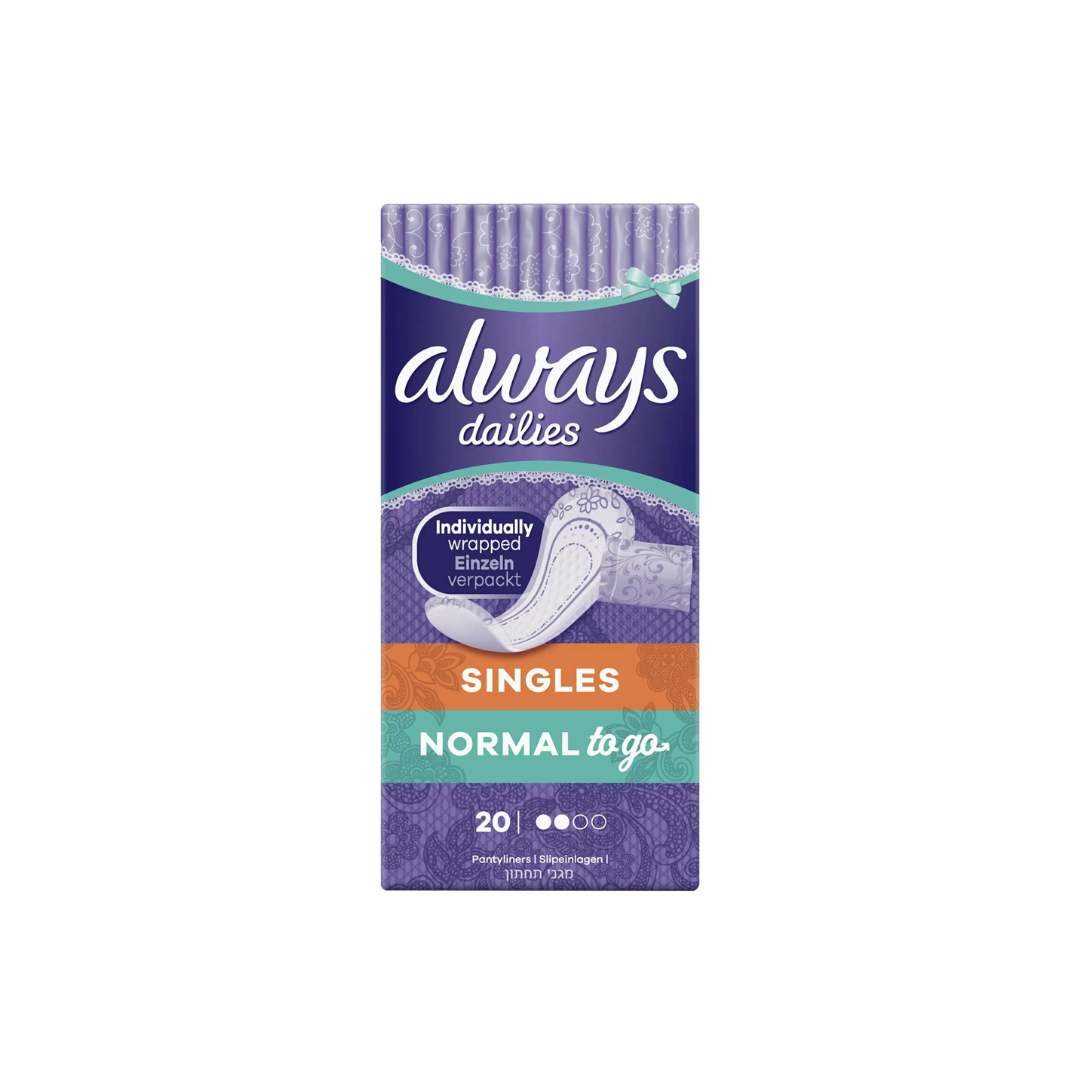 ALWAYS DAILIES SINGLES TO GO LINERS 20CT