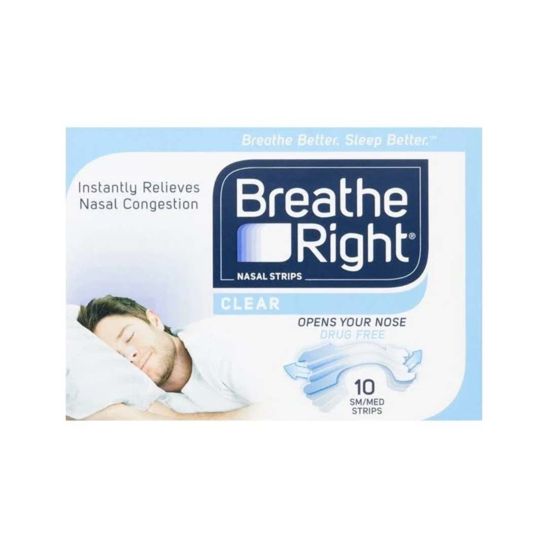 BREATHE RIGHT NASAL STRIP CLEAR SML/MED 10S
