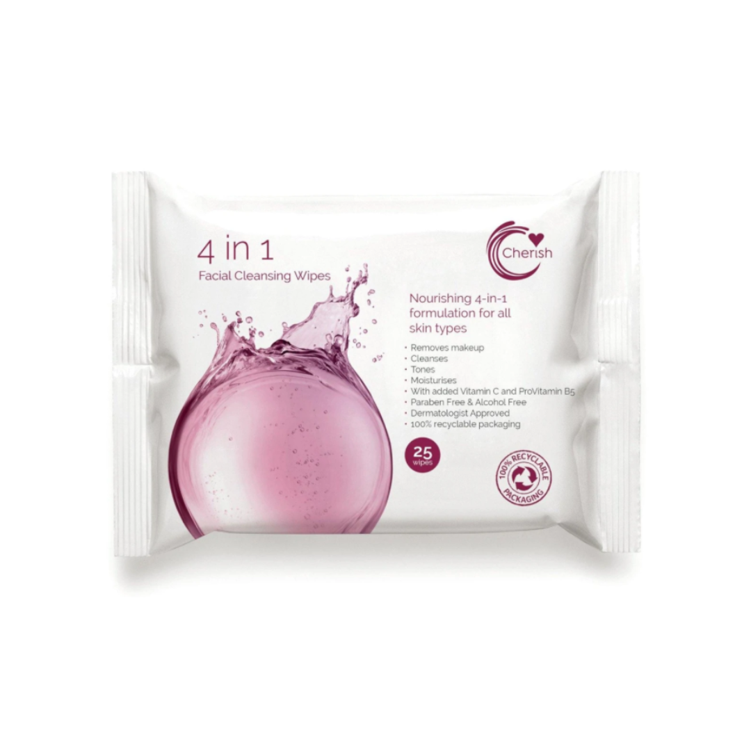 CHERISH 4IN1 FACIAL WIPES PLASTIC FREE 25S