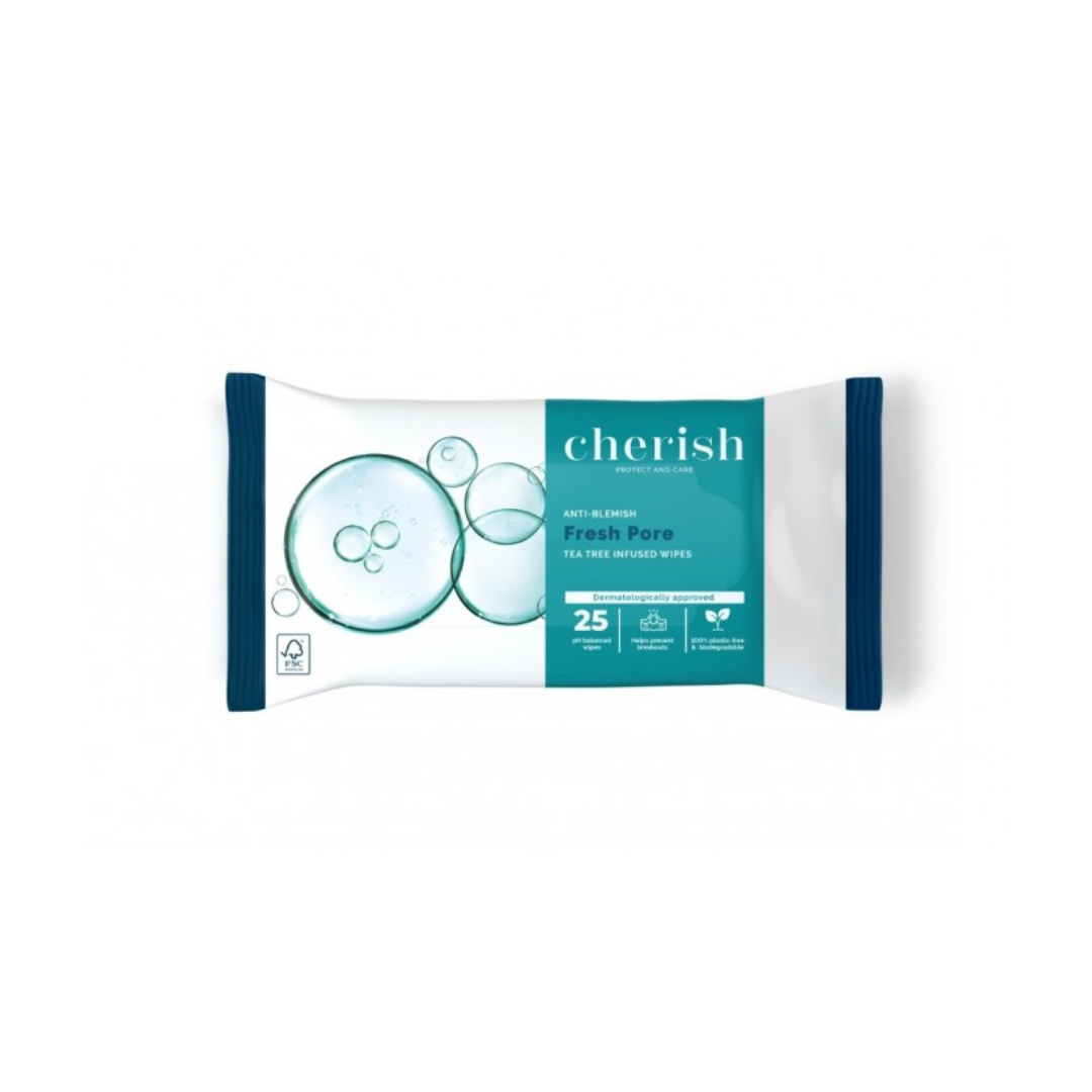 CHERISH FRSH PORE FACE WIPES PLASTIC FREE 25S