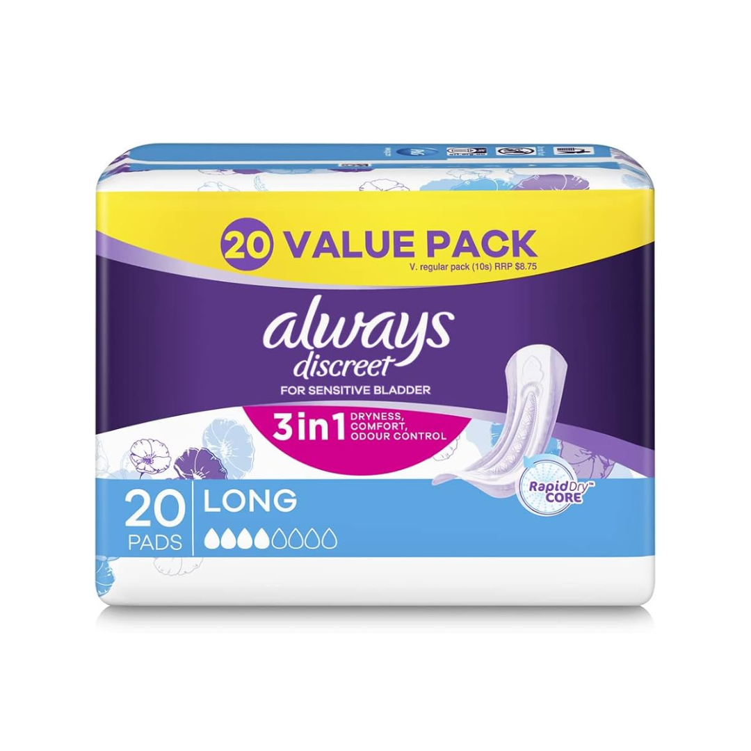 ALWAYS DISCREET VALUE PACK LONG PADS	20S