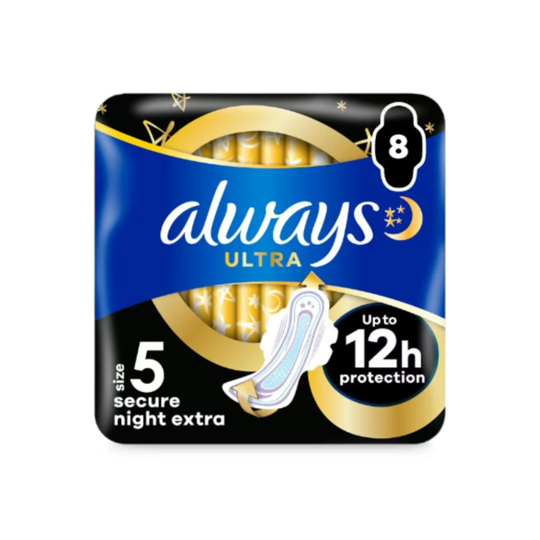 ALWAYS ULTRA SECURE NIGHT WINGS SZ 5	8 PADS