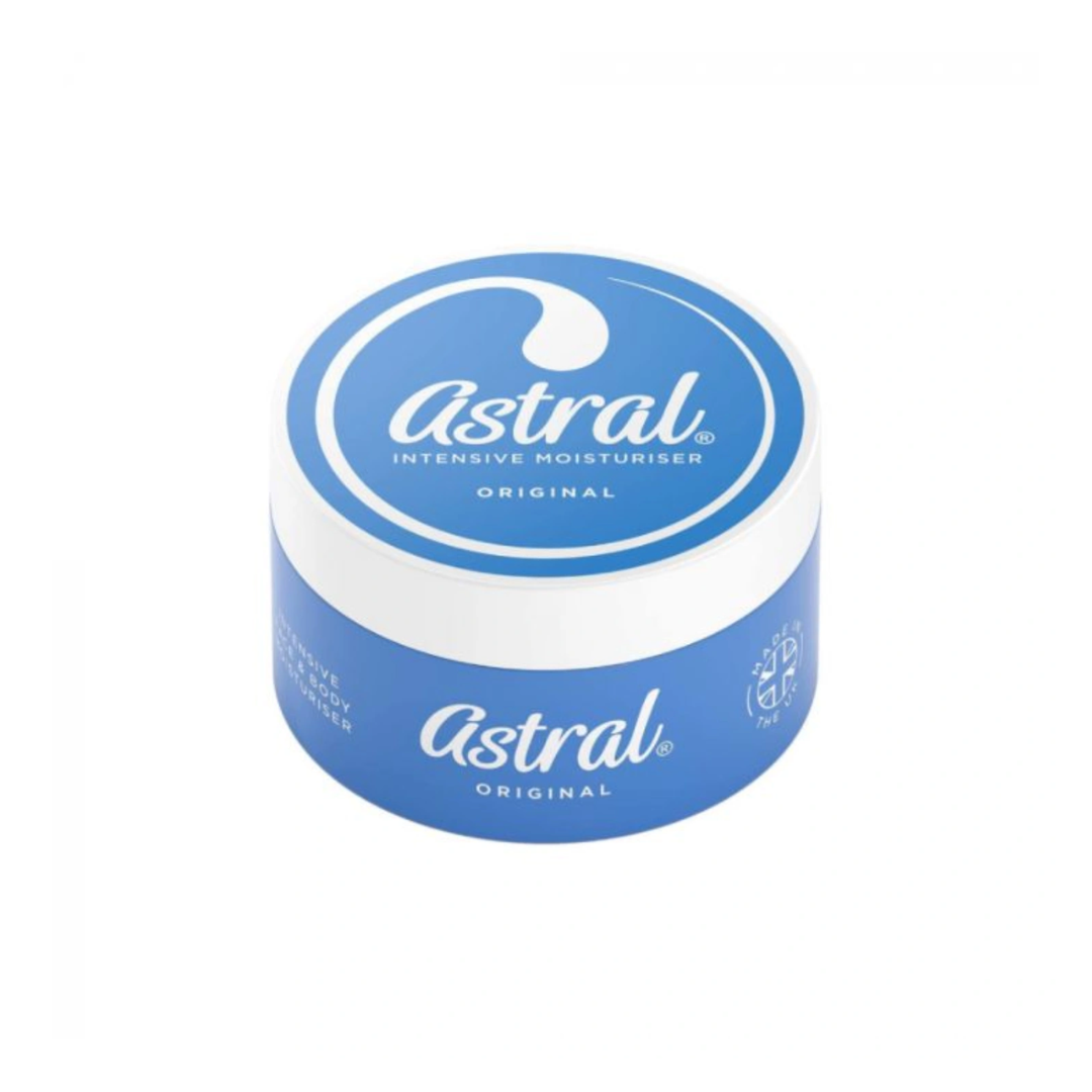 Astral intensive moisturizer jar on a white background