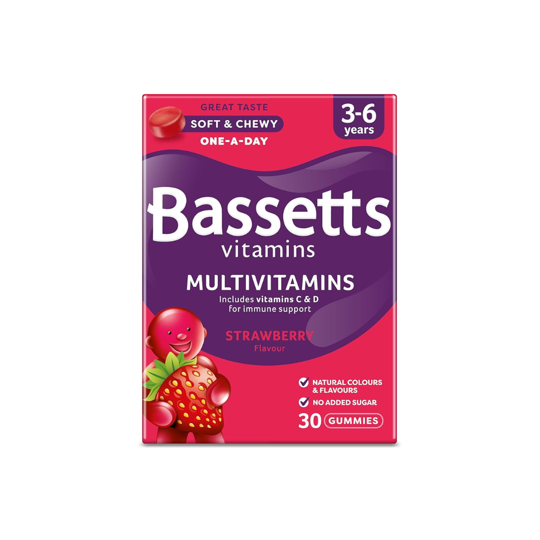 BASSETTS VITS 3-6 MULTIVITS STRAWBERRY 30PAS