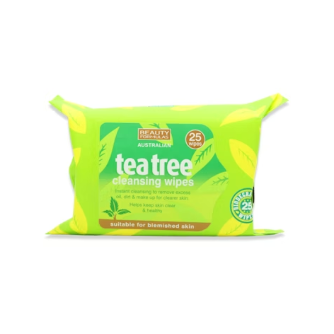 BEAUTY FORMULAS TEA TREE CLEANSING WIPES 25S