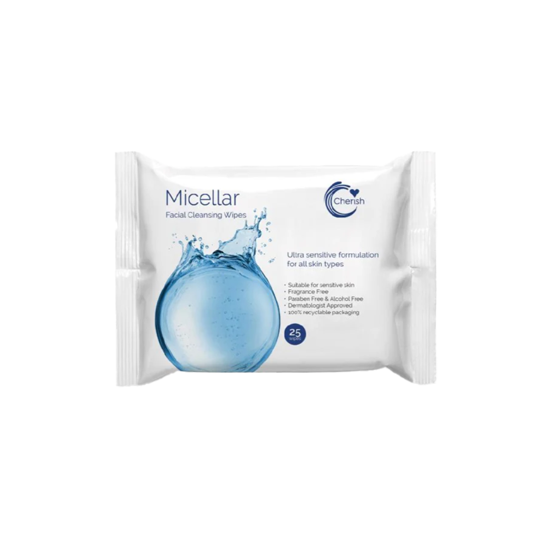 CHERISH MICELLAR FACE WIPES PLASTIC FREE 25S