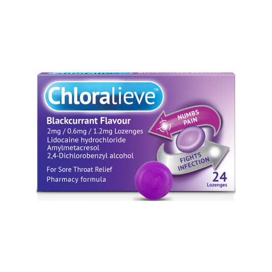 CHLORALIEVE  LOZENGES BLACKCURRANT 24S