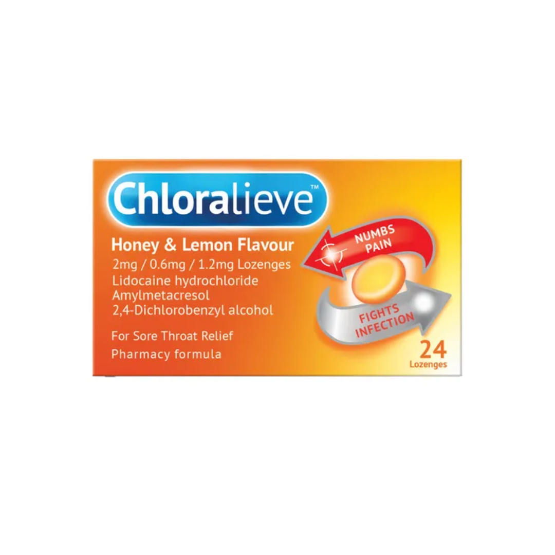 CHLORALIEVE  LOZENGES HONEY & LEMON 24S